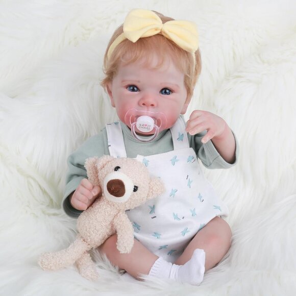 🆕18-Inch Realistic Baby with Blonde Hair and Weighted Cloth Body Toddler Girls - Picture 11 of 13